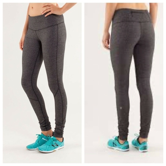 Lululemon 4 Runder Under Rulu Pant Herringbone Black Grey Tight Legging Speed - Picture 1 of 13